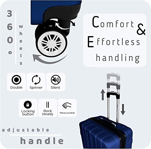 ערכות מזוודות נסיעות של סאס, סט של 3 חתיכות מזוודות עם גלגלים, יסודות נסיעה, גלגלי ספינר, מנעול, מארז קשיח, עם מזוודות