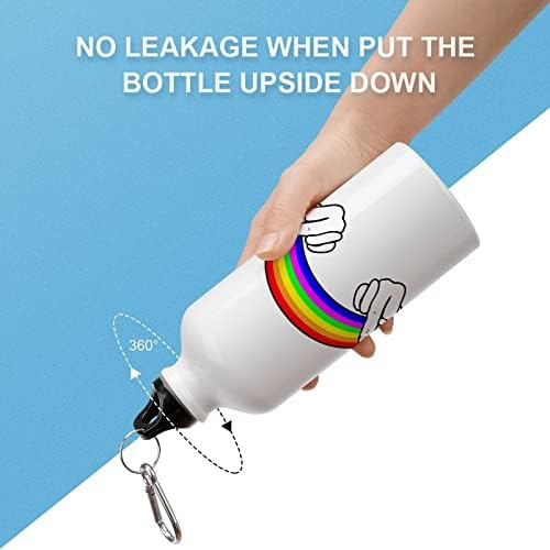זיון גאווה הומוסקסואלית להטבים ספורט בקבוק אלומיניום נייד בקבוקי מים ספורט ניידים עם קרבינר ומכסה טוויסט