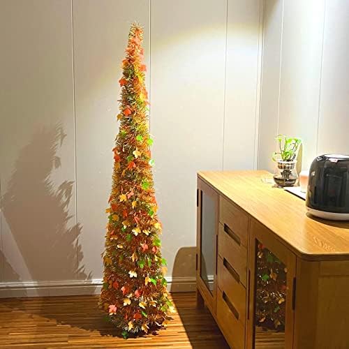 Orgrimmar 5ft עץ מייפל מלאכותי עיצוב סתיו עם 100 אורות חג ההודיה עץ עץ עץ טינסל עץ עיפרון חוף לחג ההודיה חג