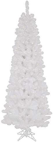 Vickerman 5.5 'לבן סאלם עפרון עץ חג המולד מלאכותי, אורות ליבון דוראיים ברורים - פו סאלם אורן עץ חג המולד - עיצוב
