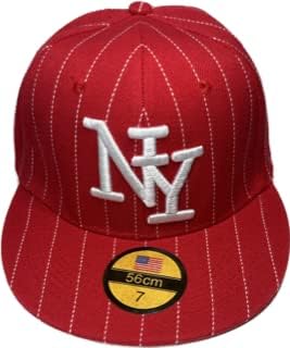 ניו יורק פסים מצויד כובע היפ הופ בייסבול כובע כובע. גודל: בינוני 7 אדום, בז', חום, לבן, שחור, כחול וכחול כהה