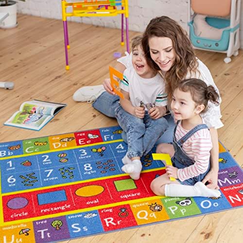 אלפבית, מספרים וצורות למידה חינוכית ומשחק מהנה אזור משחק החלקה ילד וילדה שטיח שטיח לילדים חדר שינה, כיתה לפעוטות