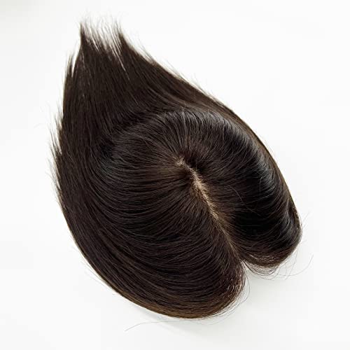 מורנינגוויגים אמיתי שיער טבעי טופר לנשים שיער חתיכות 12 על 13 סמ מלא משי בסיס עם 4-קליפים עבור דליל שיער או