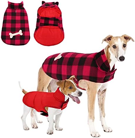 מעיל חורף של Dasior Dog, ז'קט הפיך משובץ קלאסי לבגדי מזג אוויר קר לחיות מחמד