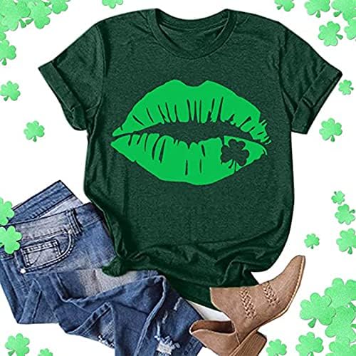 שפתיים סקסיות איריות שמרוק ירוק סנט פטריקס יום חולצת טריק