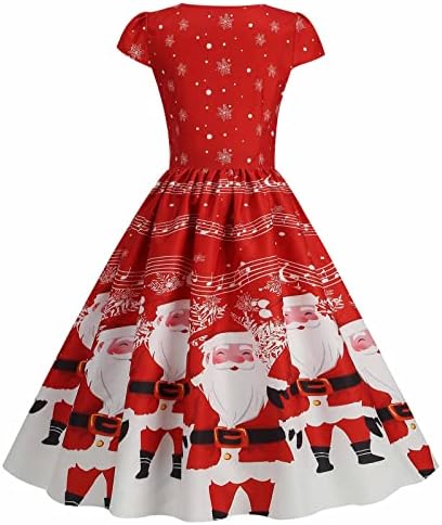 חג המולד שמלות לנשים בתוספת גודל מזדמן אלגנטי חג בציר שמלה ארוך שרוול קוקטייל פורמליות נדנדה שמלה