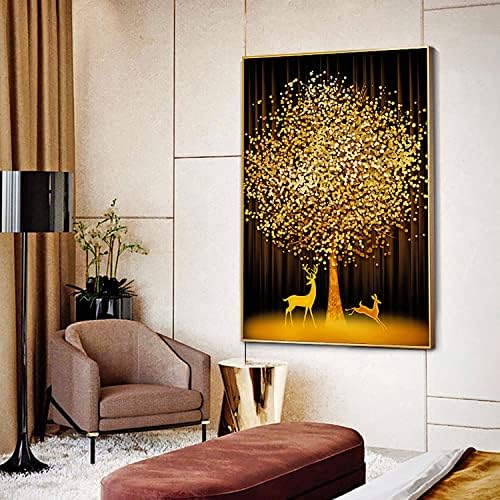ZGMAXCL 5D ערכות ציור יהלומים DIY למבוגרים מקדח מלא עץ זהב וקריסטל איילים קישוטי בית בגודל גדול לערכות מלאכה בסלון