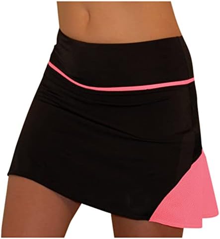 חצאית מחליק מיני מתרחבת לנשים חצאיות קצרות קפלים קפלים עם מכנסיים קצרים עם חצאית אימון מותניים גבוהה ליוגה