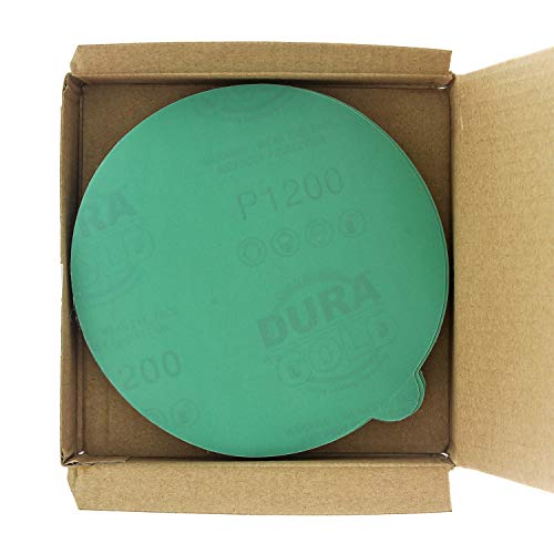 Dura -Gold 5 סרטים ירוקים PSA דיסקים מלטש - 1200 חצץ ו -5 פלט פלטת גיבוי PSA DA SANDER