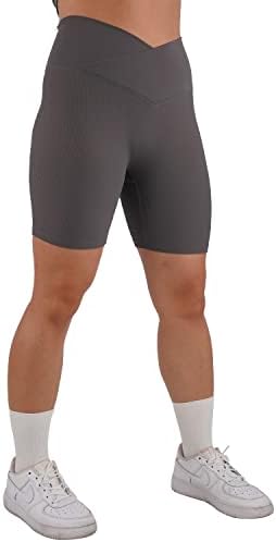 מכנסיים קצרים של פיצ'וגה קרוסאובר נשים קצרות 5 מכנסי אימון מותניים גבוהים עם כיסים עם מכנסי דחיסה של ריצה אתלט