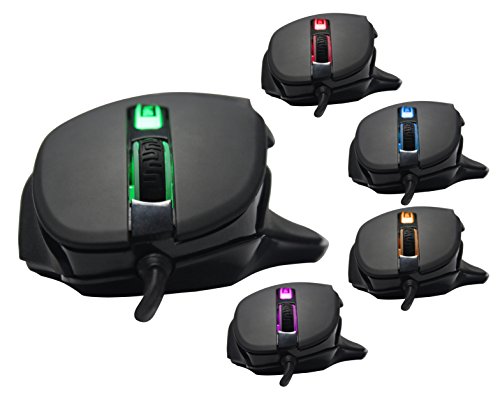 Purex Technology 4000 dpi דיוק גבוה לתכנות מתוכנתית עכבר משחקי לייזר, 6 כפתורים הניתנים לתכנות, 5 הגדרות dpi, 5 צבע צבע המציין