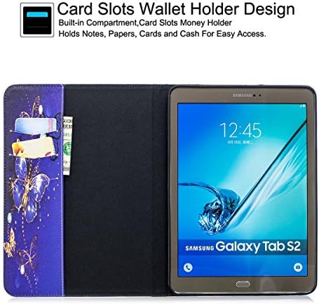 Galaxy Tab S2 9.7 מארז, Newshine עור PU Folio Arnet Stand כיסוי לסמסונג גלקסי לשונית S2 טבליות - פרפר קובלט