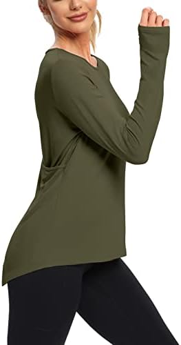 MIPPO פתוח גב פתוח אימון שרוול ארוך לנשים מפוצל חדר כושר אתלטי חולצות יוגה רופפות בכושר