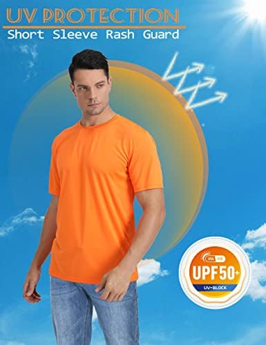חולצות שרוול קצרות של FaskUnoie של גברים UPF 50+ הגנה מפני השמש הפריחה מהיר מים יבש שחייה חולצות לטיולים רגליים