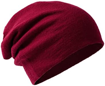 כובע כיפה של צמר צמר מרינו לנשים וגברים עם תיק מתנה, כובע צמר שכבה כפול, כובע סקי סרוג לחורף