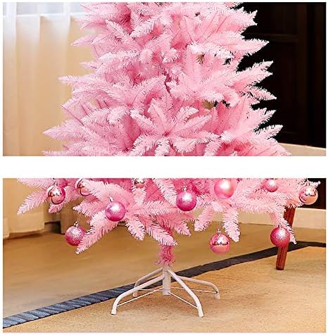 טופיל 6ft עץ חג מולד מלאכותי אשוחית צירים מונה עץ חג המולד קישוטי חג מולד למכלול קל מקורה 600 טיפים ענפים עם מתכת-ורוד 6ft