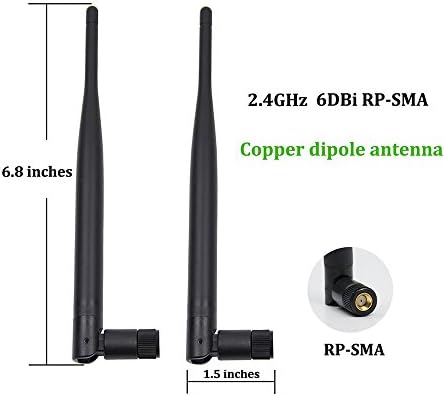 Highfine 2 x 2.4 GHz 6dBi מקורה Omni-Directional אנטנת ה WiFi-802.11 n/b/g RP-SMA הנשי מחבר + 2 x 20 ס מ/8 U. FL/IPEX
