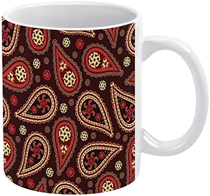 הודי פייזלי הדפסת ספל קפה כוס קרמיקה תה כוס מצחיק מתנה עבור משרד בית נשים גברים 11 עוז