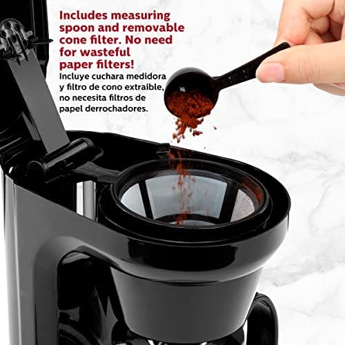 כלי בית הולשטיין - מכונת קפה קומפקטית בת 5 כוסות, שחור - נוח וידידותי למשתמש עם הפוגה אוטומטית ומגישים פונקציות