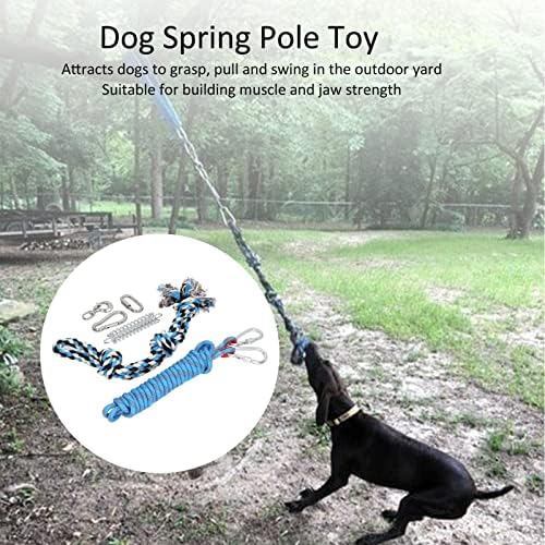LBEC צעצוע של כלבי מוט אביב, בונה שרירים הוכחת חלודה אינטראקטיבית צעצוע חבל גור חזק 360 מעלות מסתובבים למקורה לתרגיל