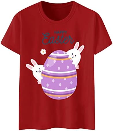 שמח פסחא חולצות לנשים חמוד ארנב ביצים גרפי חולצה קצר שרוול צוות צוואר מקרית טי חולצות חג חולצה