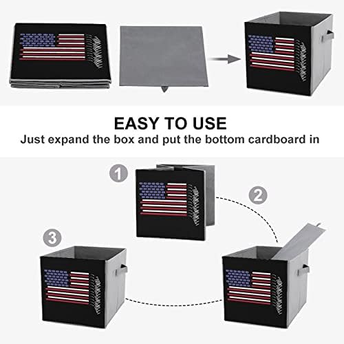 דגל אמריקאי מיוצר עם מקלות הוקי פחי אחסון מתקפלים קוביות מארגן קופסאות אחסון בדים טרנדיות תוספות מגירות קובייה