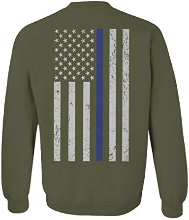 דגל אמריקאי קו כחול דק ארהב משטרת תמיכה בחיים סווטשירט צווארון גברים