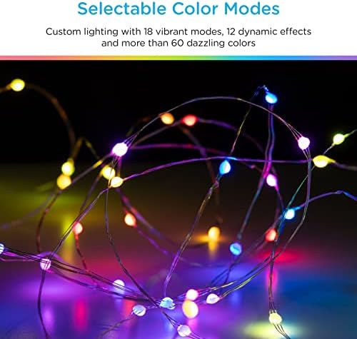 יסודות Enbrighten אורות מיתר LED, מופעל על ידי USB, שינוי צבע, אורות פיות עם מרחוק, 16 צבעים, 7 מצבי תאורה עונתיים, מושלמים