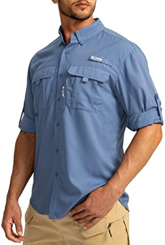 גברים של הגנה מפני שמש דיג חולצות ארוך שרוול נסיעות עבודת חולצות לגברים עד50 + כפתור למטה חולצות עם רוכסן כיסים