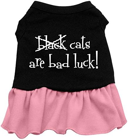 מוצרי חיות מחמד מיראז 'חתולים שחורים בגודל 20 אינץ' הם שמלת הדפסת מסך מזל רע, פי 3, שחור עם ורוד