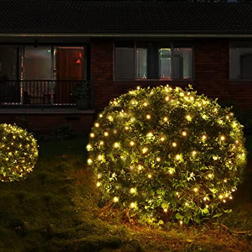 LED אורות רשת חג המולד לשיחים 132 LED, 5ft x 5ft אורות רשת חג המולד אורות רשת חיצוניים אורות עץ תא המטען אורות חוט