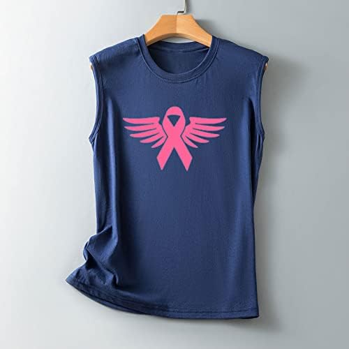 Annhoo Navy Wings חולצות גבעות נשות צוואר ללא שרוולים סטרץ 'ספנדקס סרטן שד מזדמן חולצות חולצות חולצות אפוד טיז נער נער Up
