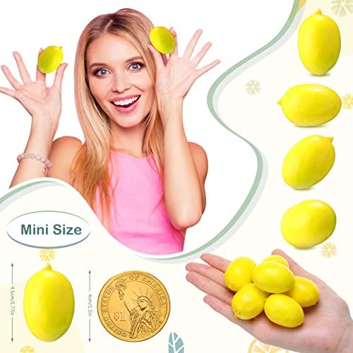 100 יח 'מיני מלאכותי לימון מזויף פירות לימון פו סימולציה מלאכותית לימון קיץ ריאליסטי פירות עיצוב פירות חיים