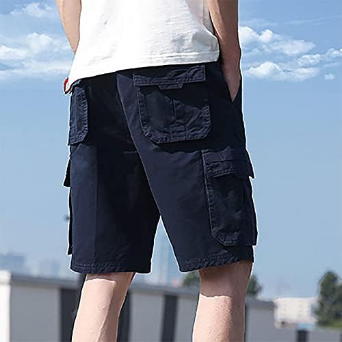אופנה של גברים אוברמאל בצבע אחיד עבודה מכנסיים מכנסי כיס מכנסיים כותנה סרבלים מכנסיים קצרים