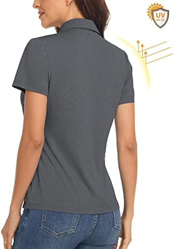 חולצות פולו פולו של פולו לנשים לחות בפתילה שרוול קצר צווארון מזדמן חולצות טריקו 4 כפתור