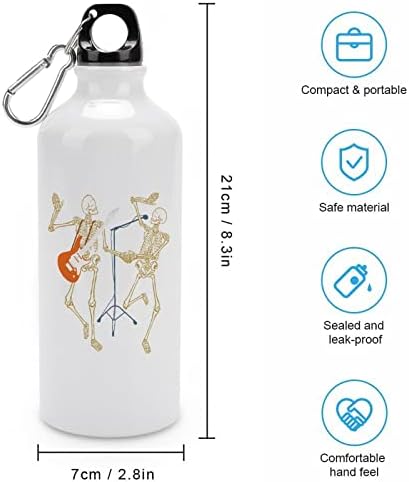 בקבוק אלומיניום של שלד קונצרטים שלד בקבוק אלומיניום ספורט נייד בקבוקי מים עם קרבינר ומכסה טוויסט
