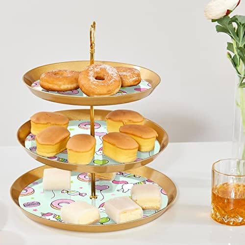 LYETNY 3 קינוח קינוח עוגת עוגת קאפקוויקס זהב עמדת מסיבת תה, חתונה ויום הולדת, בלון קינוח חד קרן