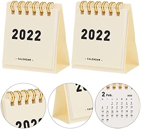 לוח השנה של שולחן העבודה של 2PCS 2PCS 2022, Standing Flip Mini 2022 לוח השנה לשולחן העבודה של לוח השולחן עם