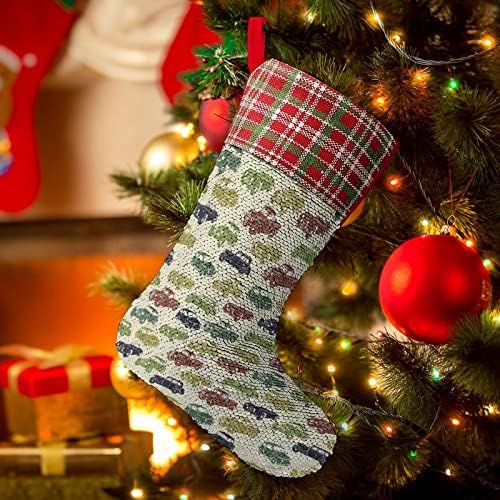 עיצוב מכוניות וינטג 'נצנץ לחג חג המולד גרביים צבע הפיכים משתנים מלאי קסום לחג המולד עץ אח תלייה גרביים