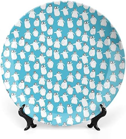 דפוס פינגווין צלחות דקורטיביות קרמיקה עם סין מעמד סין תלויות קישוטים לוחות קינוח