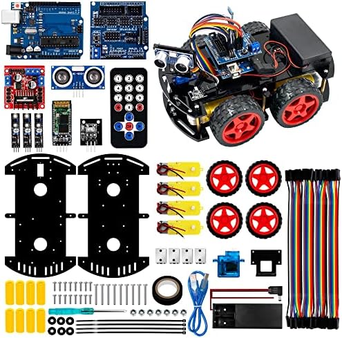 Hosyond Smart Robot Car R3 ערכת פרויקט תואמת ל- Arduino IDE, עם הדרכה, Bluetooth, מעקב אחר קו, חיישן קולי