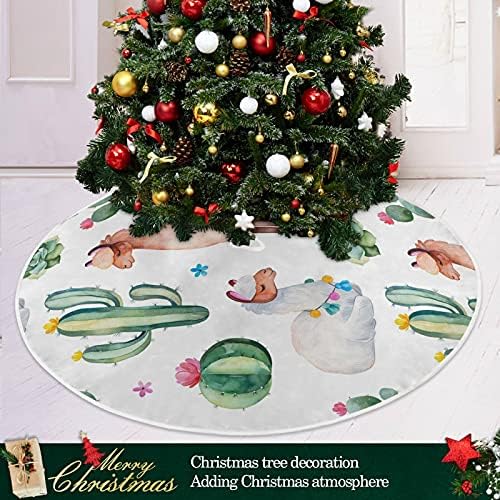 Baxiej צבעי מים LLAM CACTUS חצאיות עץ חג מולד גדולות מחצלת חורף חג המולד חג מפלגת עץ עץ עץ 47.2 אינץ 'לחיצוניות מקורה