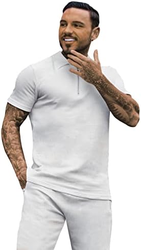 חולצת פולו לגברים ומערכות קצרות אימונית שני חלקים לגברים מפוספסים