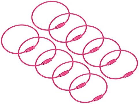 טבעות מפתחות כבלים של UXCell, 6.3 / 160 ממ תיל מקשים לולאות טוויסט עבור שרוכים, מחזיקי מפתחות, תגיות מזוודות, אדום ורד, 12 יחידות
