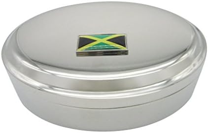 תליון דגל ג'מייקה דק בגבול קופסת תכשיטים סגלגל