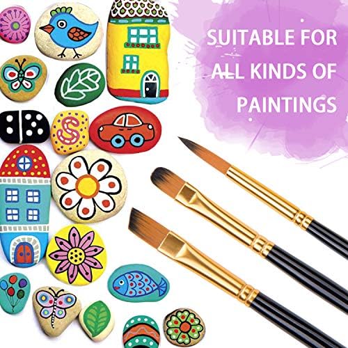 מברשות צבע אמן 15 חלקים - לשמן אקרילי גואש צבעי מים וציור פנים - לאמנים מתחילים וילדים
