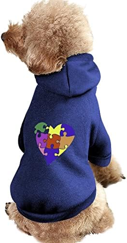 בגדי כלב לב של פאזל קפוצ'ונים של חיות מחמד חורפי סווטשירטים כלבים רכים וחמים לכלבים בינוניים קטנים