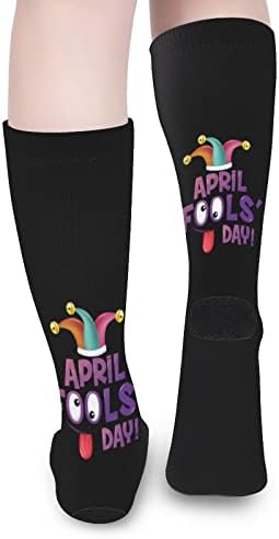 באחד באפריל מודפס צבע התאמת גרבי ספורט הברך גבוהה גרביים לנשים גברים