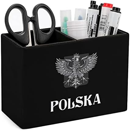 פולין דגל עם פולני נשר עור מפוצל עיפרון מחזיק שלט רחוק ארגונית מיכל תיבת עבור בית משרד