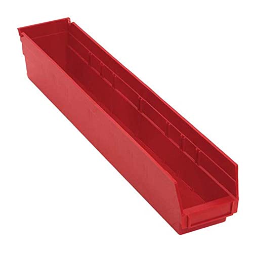 אחסון קוונטי QSB105RD 16-Pack 4 תליית מדף פלסטיק מכולות אחסון, 23-5/8 x 4-1/8 x 4, אדום